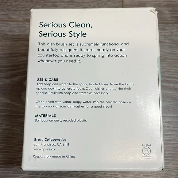 NIB Grove Collaborative Bubble Up Soap Dispenser and Dish Brush Set White - Picture 6 of 9